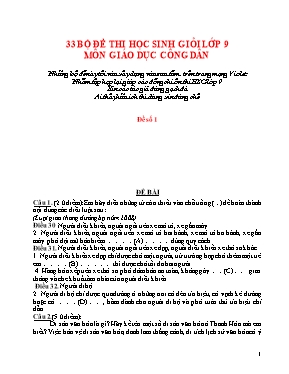 33 Đề thi chọn học sinh giỏi Giáo dục công dân lớp 9 (Có đáp án)